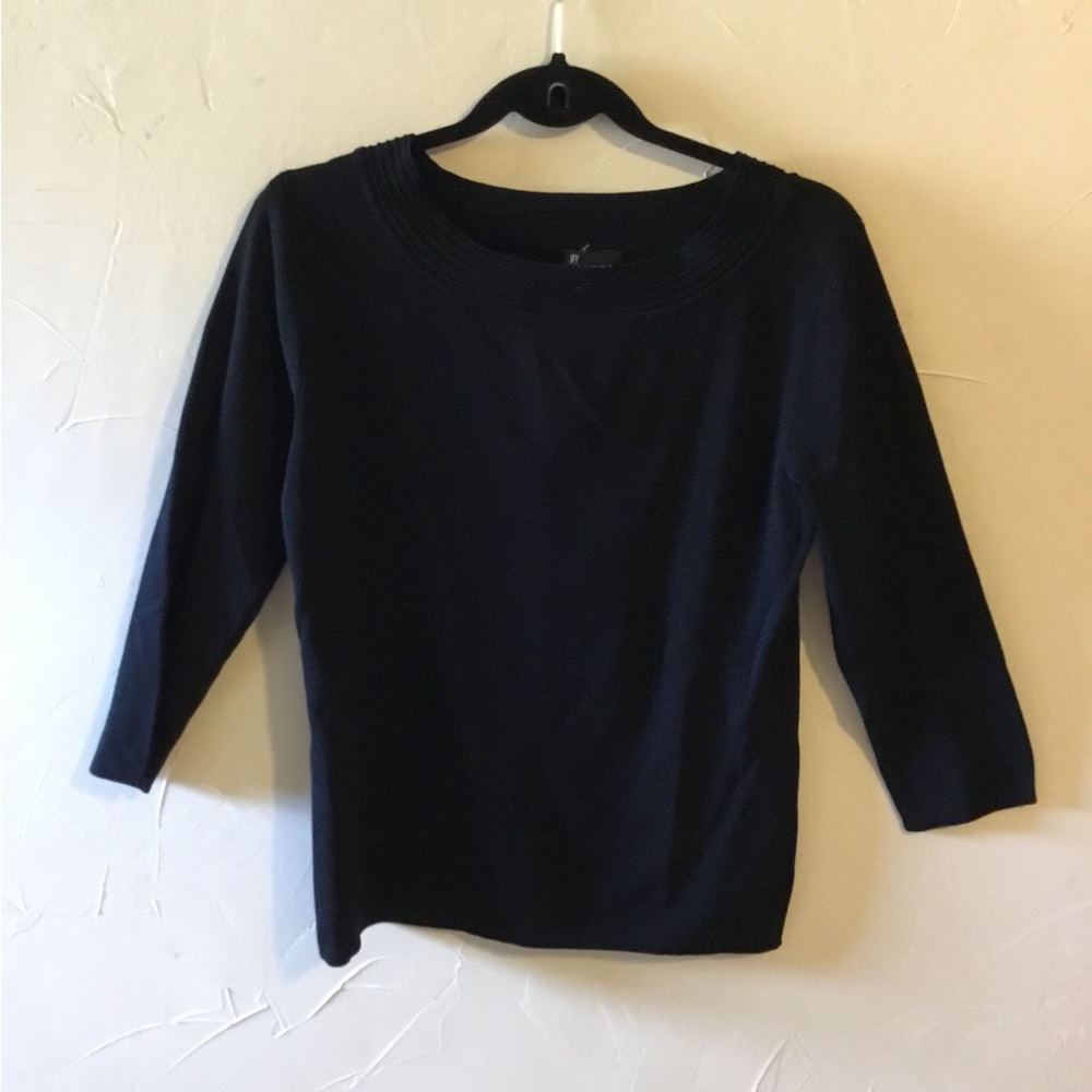 Black Fine Gauge Knit Rayon Sweater